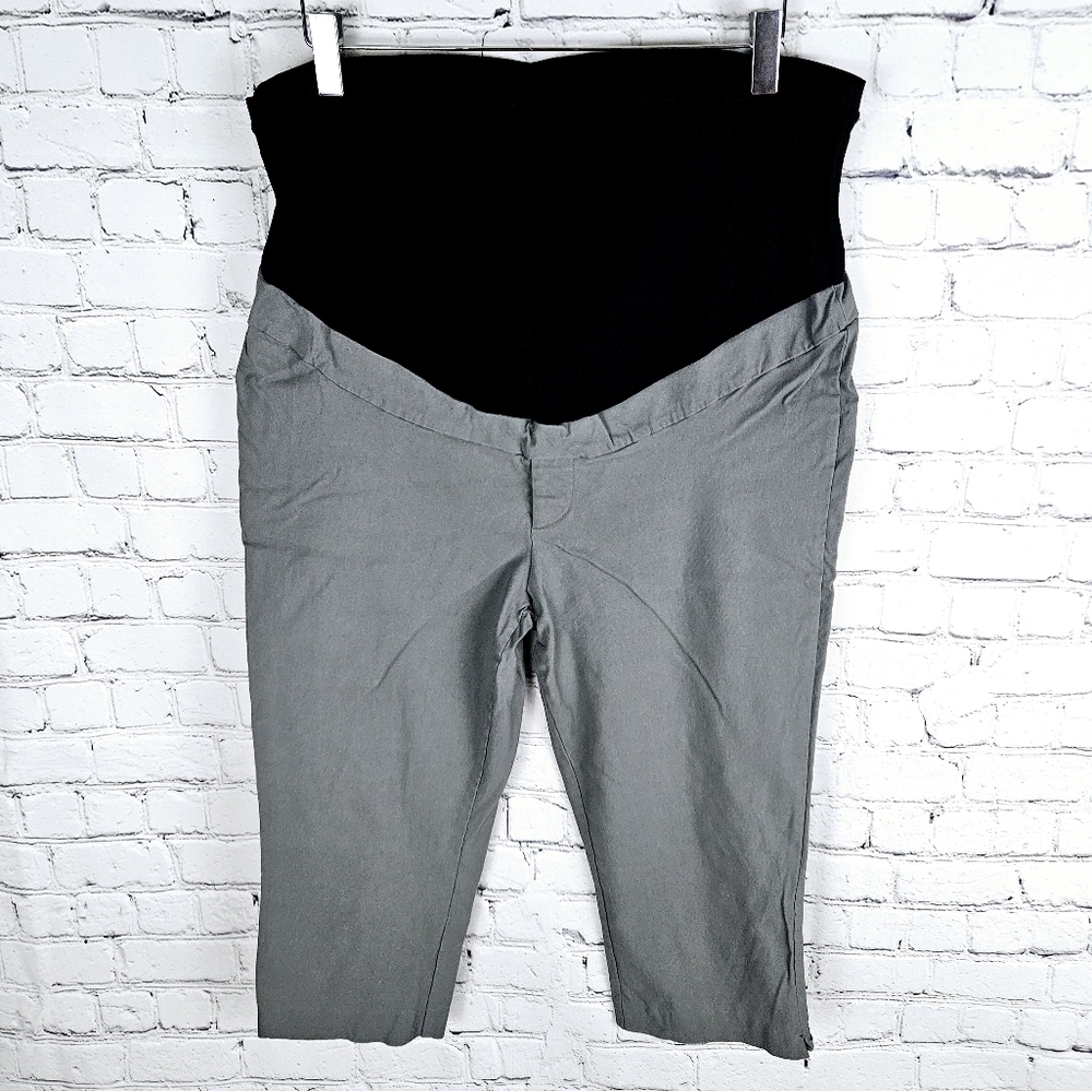STORK & BABE | belly panel stretch cropped capri maternity pants